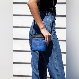 Kara Stowaway bag - bright blue calf hair